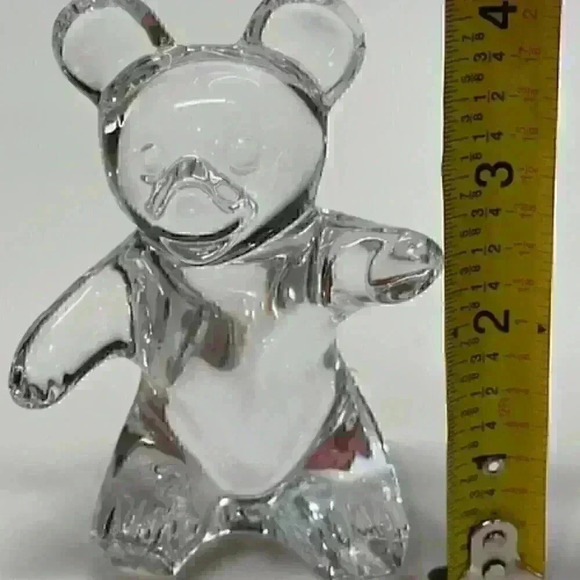 DAUM FRANCE Teddy Bear Figurine Art Glass Clear Crystal 4" Signed - Picture 6 of 8